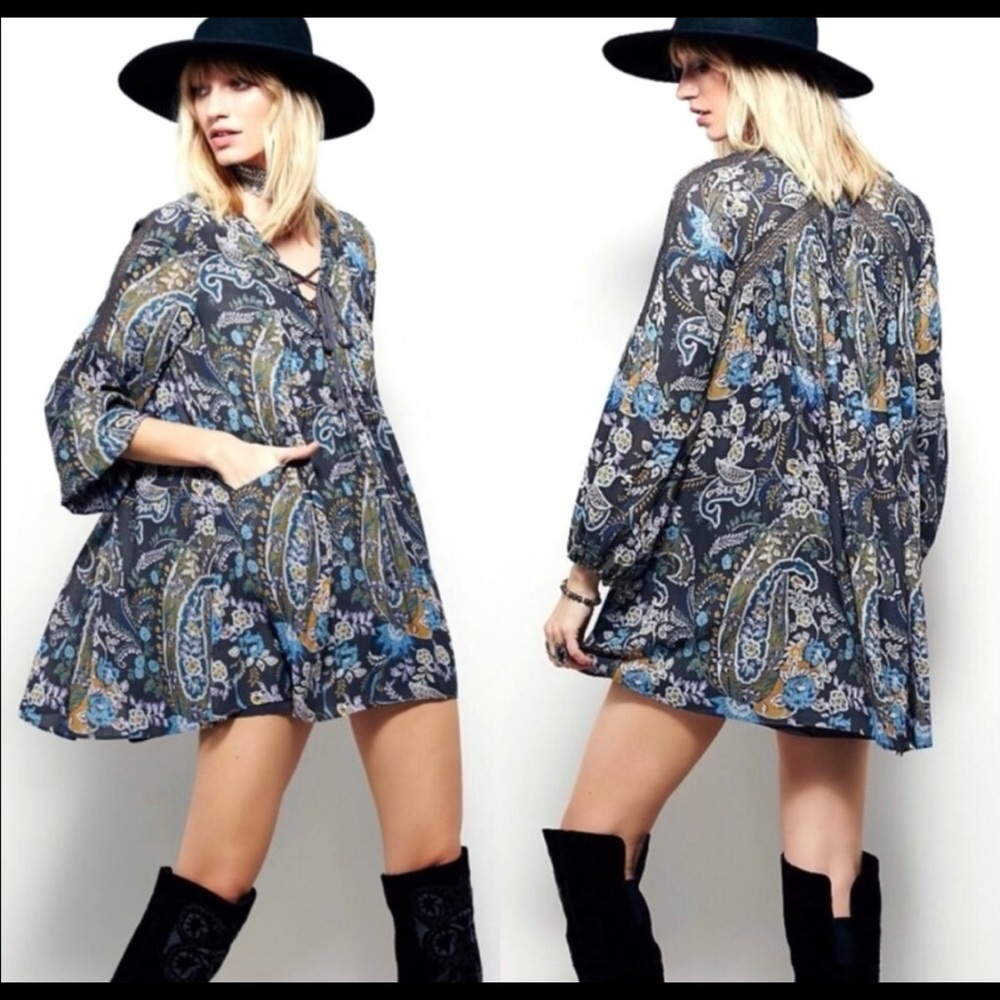 Free People Rain or Shine Paisley Bobo Dress Tunic